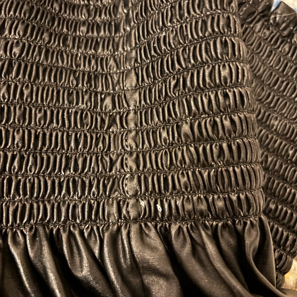 Queen of Sparkles Black Faux Leather Mini Swing Shorts - Picture 6 of 6